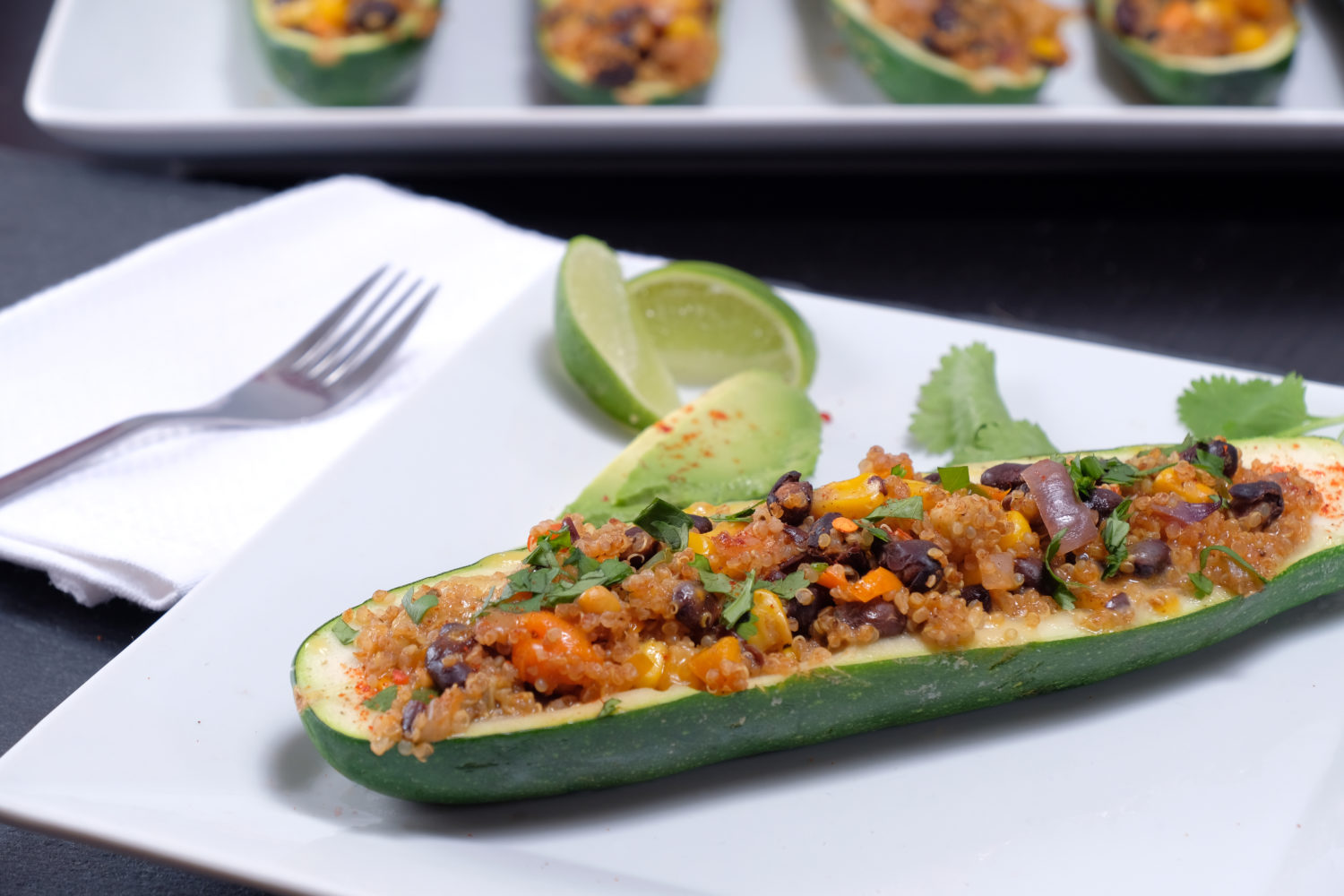 Southwest Quinoa Zucchini Boats Meatless Makeovers