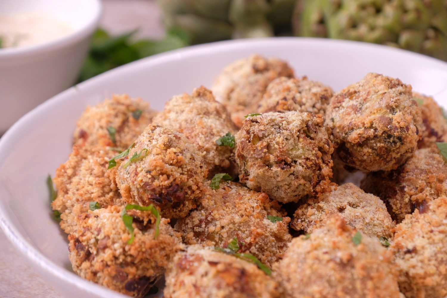 Air Fryer Artichoke & Mint “Meatballs” Meatless Makeovers